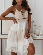 Рокля ATINA в бяло и бежово - Image 7