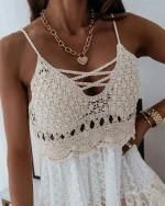 Рокля ATINA в бяло и бежово - Image 4