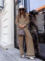 Дамски сет от две части SANDRA в кафяво