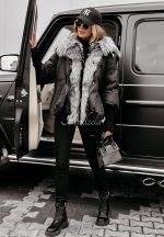 Дамско зимно яке EKATERINA в черно с тъмносива яка - Image 4