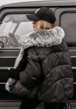 Дамско зимно яке EKATERINA в черно с тъмносива яка - Image 5