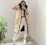 Двулицев дамски елек в черно и бежово - Image 5