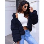 Късо дамско палто от изкуствен косъм VANESSA в черно