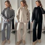 Изчистен дамски сет от плетиво MELEK в черно - Image 7