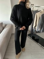 Изчистен дамски сет от плетиво MELEK в черно - Image 3