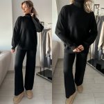 Изчистен дамски сет от плетиво MELEK в черно - Image 2
