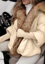 Дамско зимно яке EKATERINA в цвят шампанско - Image 4