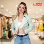 Кожено яке MONI в цвят мента