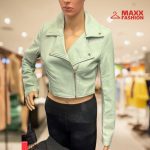 Кожено яке MONI в цвят мента - Image 2