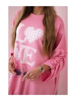 Рокля туника LOVE в розово - Image 3