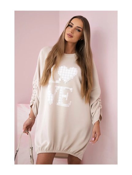 Рокля туника LOVE в бежово