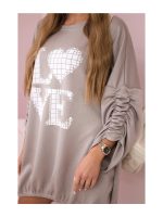 Рокля туника LOVE в тъмнобежово - Image 4