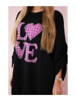 Рокля туника LOVE в черно - Image 2