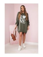 Рокля туника LOVE в зелено - Image 3