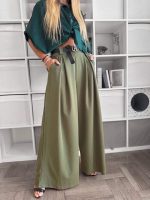 Модерен Дамски панталон със свободен силует AMALIA в зелено