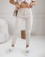 Стилни изчистени дънки в светлобежово DENI - Image 4