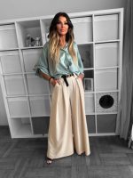Модерен Дамски панталон със свободен силует AMALIA в бежово - Image 3