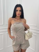 Къс Дамски гащеризон FEDERICA в бежово