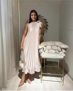 Сатенена рокля CHELSEA в бяло