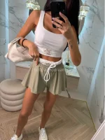 Летен сет MELEK от две части - потник и къси панталонки в бежово - Image 2